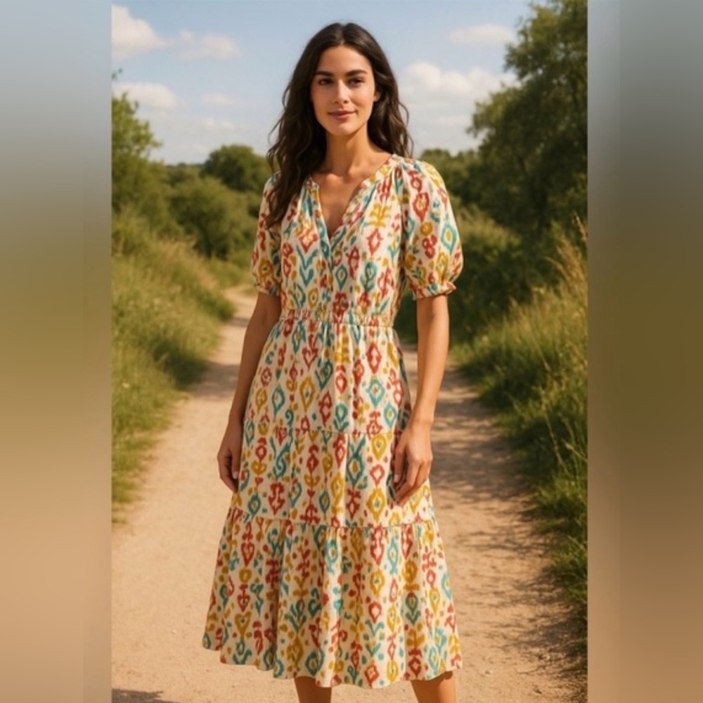 Anthropologie Felipa Ikat Printed Maxi Dress